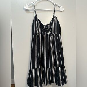 Trixxi Black and White Striped Casual Dress